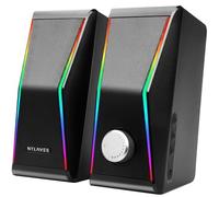 Nylavee Altoparlanti per computer, altoparlanti stereo Hi-Fi per PC, con Bluetooth 5.0 e ingresso AUX da 3,5 mm, alimentazione CA da 14 W, modalità equalizzatore integrate e luci RGB per PC desktop
