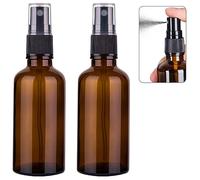Nylea Small Glass Spray Bottles for Oil, Hair, Plants Water 2 oz | Empty Fine Mist and Refillable Mister Amber Mini Travel Size Bottle for Cleaning Solutions, Essential Oil Sprayer and Nozzle - 2 Pack