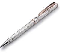 NYLOE Writing Instruments Grifos - Penna a sfera Argento Massiccio 925 - Personalizzabile - Incisione elicoidale - Particolari Placcati in oro rosso - Eleganza Artigianale - Made in Italy