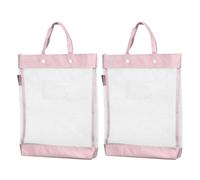 Nylon Borsa Portadocumenti con Maniglia 2 pz Rete Trasparente Borsetta Rosa