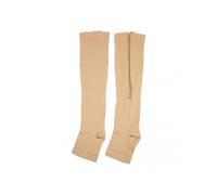 Nylon Compression Stockings Zipper Design Promote Blood Circulation Open Toe Compression StockingsSkin Color L/XL