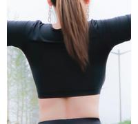 Nylon Spandex Vedere Attraverso Camicetta Bianco O-Collo Tee | Misto nylon e spandex, vestibilità ad alta elasticità, per una sensazione morbida al tatto, colore bianco tinta unita