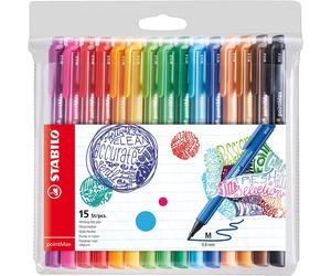 Nylon Tip Writing Pen - STABILO pointMax - Wallet of 24 - Assorted Colours Pack