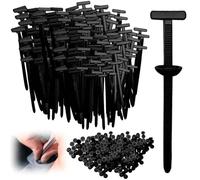 Nylon Universal Cable Tie Buckle, Heavy Duty Zip Ties (with Pin & Button), UV Resistant Black Zipties for Automotive Repair, Bumper, Fender & Engine Cover Fasteners (100pcs)