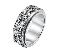 nylry Anello in acciaio inossidabile al titanio, con occhio di Dio, con incisione vintage, occhio della Provvidenza, per alleviare lo stress, per alleviare l'ansia, per uomini e donne, taglia 7-12