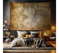 NYMB Arazzo da parete con mappa del mondo antica, stile nautico vintage, stile nostalgico, atlante storico, design vintage, ampio da appendere alla parete per camera da letto, soggiorno, dormitorio,
