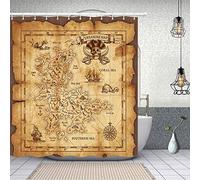 NYMB Tenda da bagno in tessuto di poliestere resistente alla muffa, motivo: nave pirata, 170 x 188 cm, decorazione fantastica