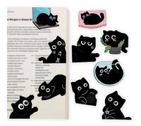 Nymora 10er Set Magnetische Lesezeichen Schwarze Katze - Niedliche Lesezeichen Katze für Buchliebhaber, Geschenk für Katzenliebhaber & Buchfreunde