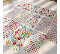 Nymora 12 Edelsteinaufkleber, Sticker & Glitzersteine Selbstklebend, Strasssteine für Gesicht und Basteln, Glitzer Sticker für Kinder Handwerke und Grußkarten