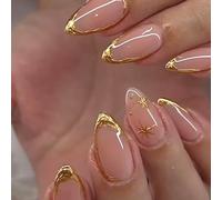 Nymora 24 Stück Press on Nails Mandel Mittellang Nude Rosa Nägel für Frauen Mädchen, French Tips Künstliche Nägel Glänzend Full Cover Acryl Kunstnägel.