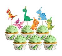 Nymora 36 pezzi Cartoon-Dinosaurier-Cupcake-Topper, simpatiche matite per torta dino con 6 adorabili disegni - Dinosaurier-Geburtstagsfeier-Dekorationen per bambini, baby party e accessori da tavola.