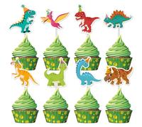 Nymora 40 Stk. Dinosaurier-Cupcake-Topper, Dolce Tyrannosaurus Rex Triceratops Cupcake Spezie, Bambini Dinosaurier-Kuchen-Topper-Spie, Baby Shower e Dino-Party-Kuchen-Topper