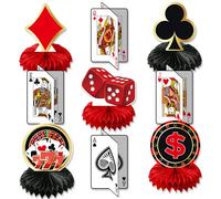 Nymora 9 Pezzi Decorazioni per Party a Tema Casino, Ornamenti a Rete d'Api 3D per Poker, Decorazione per Tavolo per Party Casino Royale Las Vegas, Serata Poker, Gioco di Roulette