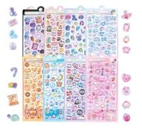 Nymora Set da 8 Mini Stickers Kawaii Decor: Adesivi 3D Puffy Riutilizzabili e Impermeabili con Animali e Cartoni Carini per Scrapbooking, Cover per Telefoni, Diari, Premiazioni per Bambini