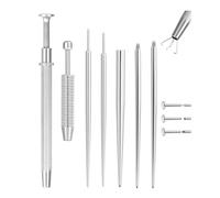 Nymora Set di 7 piercing con pinza per piercing a sfera e aghi (14G, 16G, 18G) per orecchio, naso, labbro, ombelico, acciaio inox