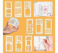 Nymora Set di 9 Schabloni per Bullet Journal - Accessori per Journaling con Schabloni di Forme per Organizzatori, Quadrati e Linee, Schabloni Flessibili Artigianali per la Pianificazione Giornaliera