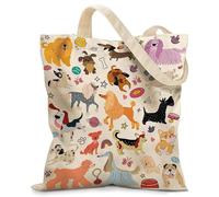 Nymora Set di borse per cani borsa morta con motivi per cani, regalo per gli amanti dei cani e degli animali domestici - Borsa della spesa riutilizzabile per scuola, lavoro, spiaggia