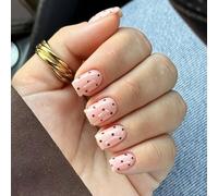 Nymora Set Press On Nails da 24 Pezzi, Unghie Adesive Corte e Squadrate con Design a Pois, Set di Partenza con Pad Adesivi e Lima per Unghie