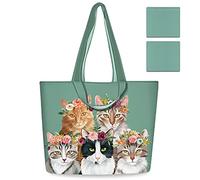 NymphFable 2 Pezzi Tote Bag Riutilizzabili Gatti Carini Pieghevole Sacchetti Spesa Grande Borsa Spesa Shopping Bag
