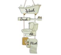NymphFable 4 Pezzi Decorazione Murale Rustica per Bagno, Targa in Legno Appendib