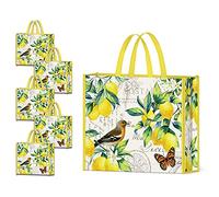 NymphFable 5 Pezzi Tote Bag Riutilizzabili Limoni Uccello Farfalla Sacchetti Spesa Grande Borsa Spesa