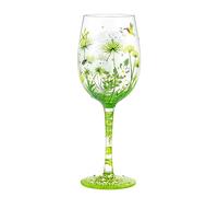 NymphFable Anne's Lace Flower Bicchiere da vino 100% in vetro dipinto a mano con uccello, gragonfly artigianale, regalo per donne, amiche e familiari
