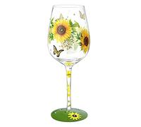 NymphFable Bicchiere da vino colorato a forma di fiore, dipinto a mano, regalo di compleanno per le donne 15oz