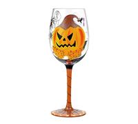 NymphFable Bicchiere da vino dipinto a mano di Halloween, zucca, gatto, ragno, ragnatele, fantasmi, unico, bicchiere di vino per Halloween, festa a casa 15oz