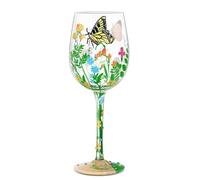 NymphFable Bicchiere da vino dipinto a mano Fiori Farfalle Vetro Artigianale Dipinto 15oz Regalo per Amica di Famiglia Donne