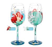 NymphFable Bicchiere da Vino Principessa Sirena Dipinto a Mano 15oz Regali di Compleanno Personalizzati per Amico