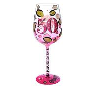NymphFable Bicchieri Vino Dipinto a Mano Bacio di 50 Anni Calici Vino 15oz Regalo per Compleanno di Famiglia e Amico