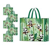 NymphFable Confezione Da 5 Borse Per La Spesa Riutilizzabili Panda Borse Per La Spesa In Bambù Borse Regalo Per Borse Impermeabili, 50 Libbre