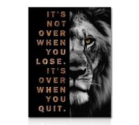 NymphFable Poster decorativo da parete con leone ispiratore, nero e oro, poster da parete per ufficio, palestra, camera da letto, 30,5 x 40,6 cm, senza cornice