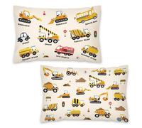 NymphFable Set di 2 Federe Cuscino Bambini Veicoli da Costruzione 45 x 33 cm, Escavatore Casco Velluto Federe Decorative per Camera del Bambino Lettino