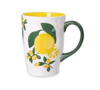 NymphFable Tazzine Caffè Ceramica 20oz Limoni Tazzine Caffe con Manico 100% Dipinto a Mano Tazza da Colazione
