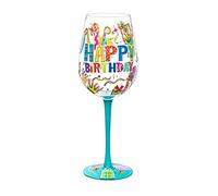 NymphFable Un Bicchieri Vino Dipinto a Mano Buon Compleanno Calici Vino Rosso 15oz per Compleanno di Famiglia e Amico