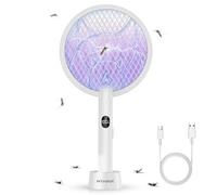 Nymrix - Racchetta elettrica per scacciamosche 2 in 1 Zanzara Bugper 4100 V Mano Mosquito Killer con batteria ricaricabile da 1800 mAh, luce viola e rete di sicurezza a 3 strati per interni e