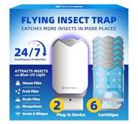 Nymrix Trappola e ricarica per insetti volanti 2 in 1, cattura insetti da interni, con tecnologia a luce blu e viola, per moscerini, mosche della frutta, zanzare, tarme | Senza disordine e sicuro (2