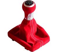 Nymzooi Pomello del cambio dell'auto Per A3 8V S-line 2014-2020 Cuffia in pelle scamosciata per cambio automatico(6 Speed-red)