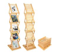 Nynelly Portariviste pieghevole da pavimento, espositore per brochure, pubblicità, libreria, portariviste, in legno di bambù, per casa, ufficio, vendita al dettaglio, mostre, fiere, 5 tasche