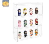 Nynelly Vetrina a 3 Ripiani in Acrilico Trasparente con Anta - Espositore da Parete per Modelli, Figure, Funko Pop, Pop Mart, Labubu, Sonny Angel, Smiski - Espositore Antipolvere (30,6 x 9,3 x 38,8 cm