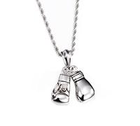 Nynelsong Uomo Ciondolo Placcato Oro 18 carati/Argento Guanti da Boxe Collana, acciaio inox titanio, senza pietra