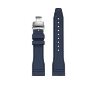 NYPTS Cinturino for orologio in gomma fluorurata compatibile con il cinturino M049.526, da 22 mm, con giunto dritto, for orologio da uomo, adatto for l'uso quotidiano.(Blue-Silver)