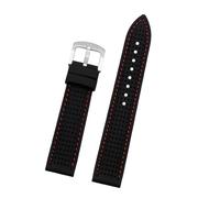NYPTS Cinturino for orologio in silicone, cinturino impermeabile, accessori for cinturini for orologi da 20 mm, 22 mm, 24 mm, adatto for l'uso quotidiano(Black red-silver,22mm)