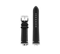 NYPTS Cinturino in pelle compatibile con il bracciale GWM-B5000, piccolo blocco argentato, compatibile con il cinturino GMWB5000, nero, adatto for l'uso quotidiano.(Black-Silver)