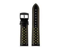 NYPTS Cinturino in pelle da uomo compatibile con Helmsman M005 Orange Rudder M005614, catena for orologio da uomo con chiusura a bracciale da 22 mm, adatto for l'uso quotidiano(Silver Yellow)