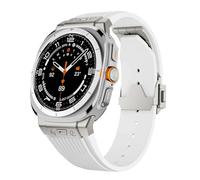 NYPTS Cinturino in silicone compatibile con Watch 7 Ultra da 47 mm, in metallo, con estremità curva, adatto for l'uso quotidiano.(White Ti)