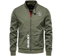 Nyrien Giacche da Uomo co.bra snake muscle car, Giubbino Aviatore Baseball con Tasche e Zip, Top Classici Sportivo per L'abbigliamento Quotidiano, Leggera(Green,L)