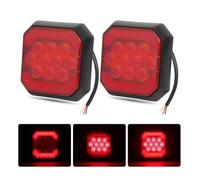NYSAASDST Freno Posteriore Fanale posteriore a LED quadrato camion 12/24V paraurti indicatore direzione luce stop fanale rosso ambra kit pannello luminoso rimorchio(2pcs Red)