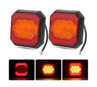 NYSAASDST Freno Posteriore Fanale posteriore a LED quadrato camion 12/24V paraurti indicatore direzione luce stop fanale rosso ambra kit pannello luminoso rimorchio(2pcs Red Yellow)